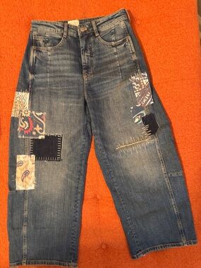 Pilcro Patchwork Mid-Rise Women’s barrel Jeans sz 26